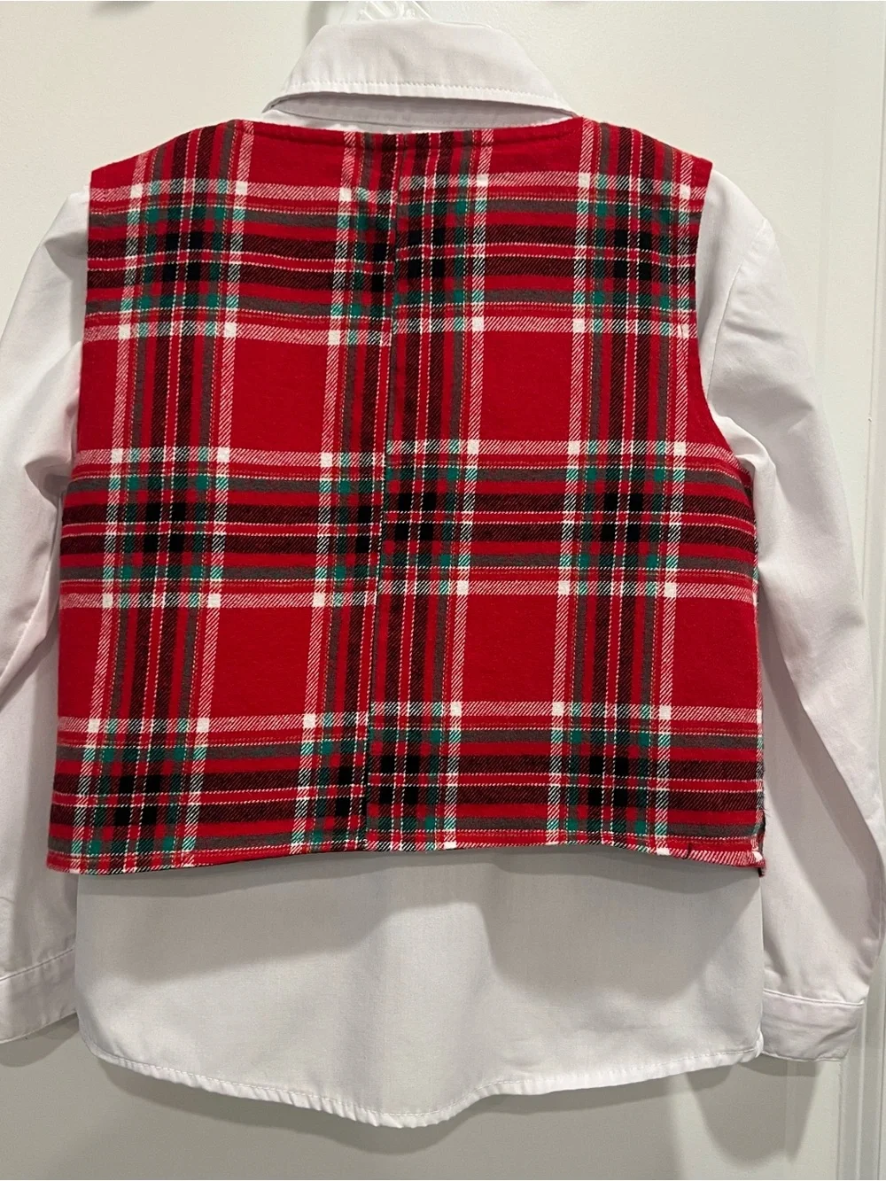 Classic Red Plaid Boys' Vest Set with Bow Tie and White Shirt 4-5Y